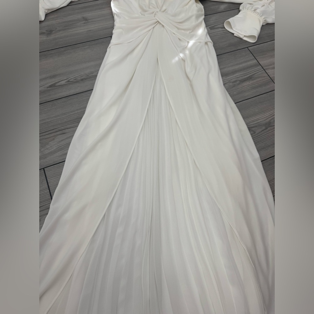 Self Portrait Ivory Jersey Twist Pleated Dress - 4 - Picture 10 of 13